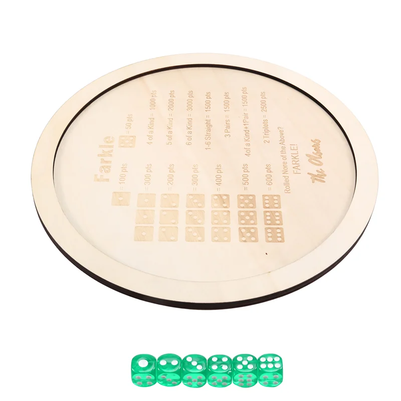 

CYGJ-Farkle Dice Tray Farkle Классическая игра в кости с подносом Классическая семейная игра 30 см