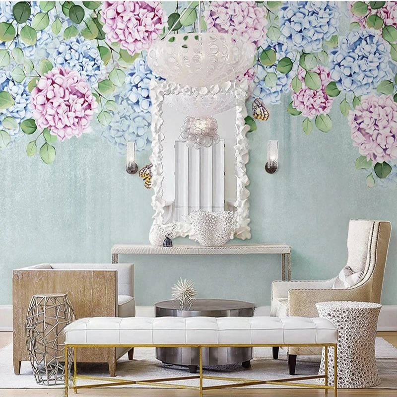 MU8574 Vintage Flower Wall Mural Custom Hand-Drawn Plant Leaves Flowers Wallpaper for Living Room TV Background Sofa Wall Decor