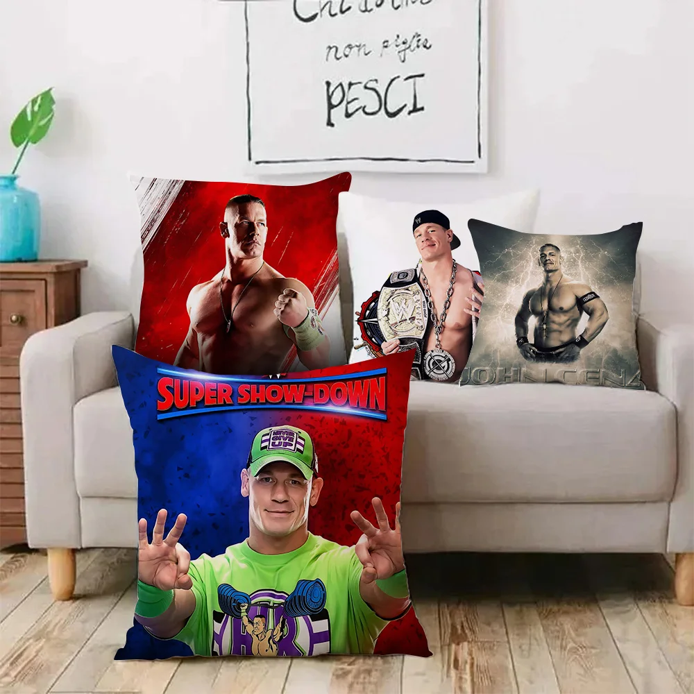 J-John C-Cena Pillow Covers Cartoon Sofa Decorative Home Double-sided Printing Short Plush Cute Cushion Cover