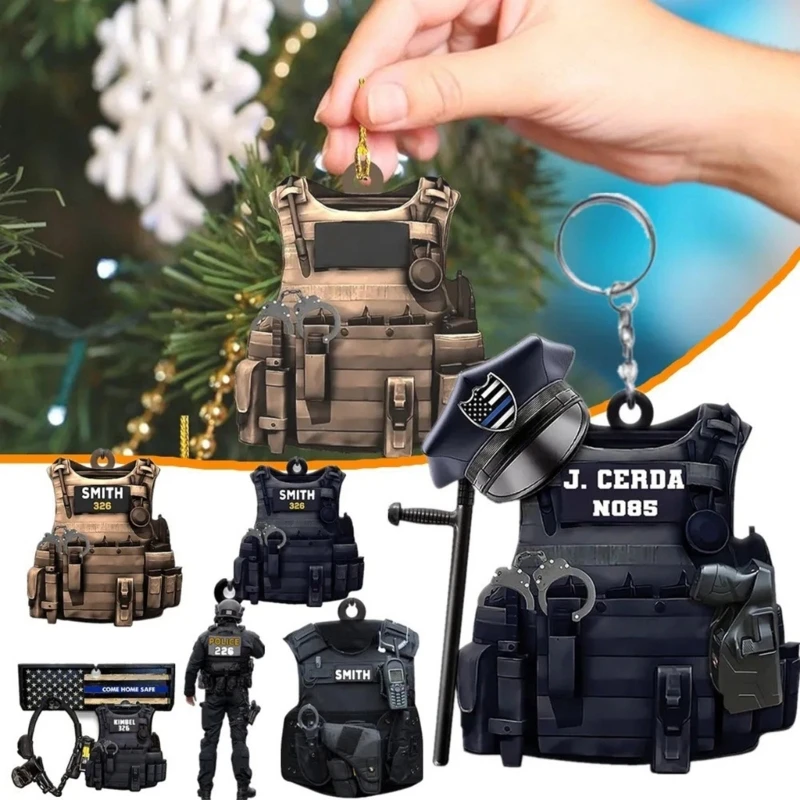 

Creative-Police-KeyChain Ornament Acrylic Graphic New Gift For Men Backpacks Pendant KeyRing Fashion Funny Key Chains Y08E