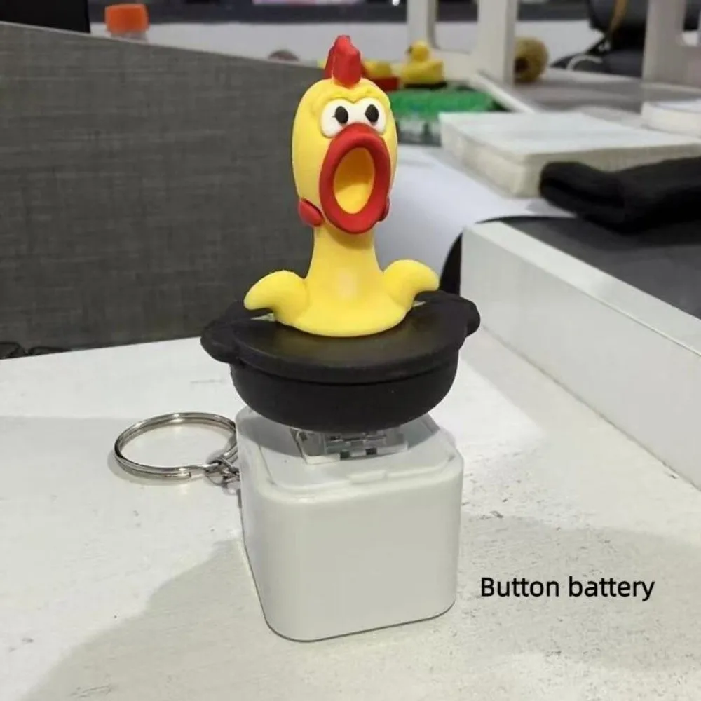Funny Screaming Chicken Keyboard Fidget Novelty Rechargeable Finger Button Clicker Colorful Lights Cartoon Bag Pendant Keychain