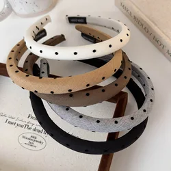 Retro Flocked Polka Dots Thin Headbands For Woman Elegant Hair Hoop Wash Face Sponge Hair Band Lady Fashion Hair Accessories New