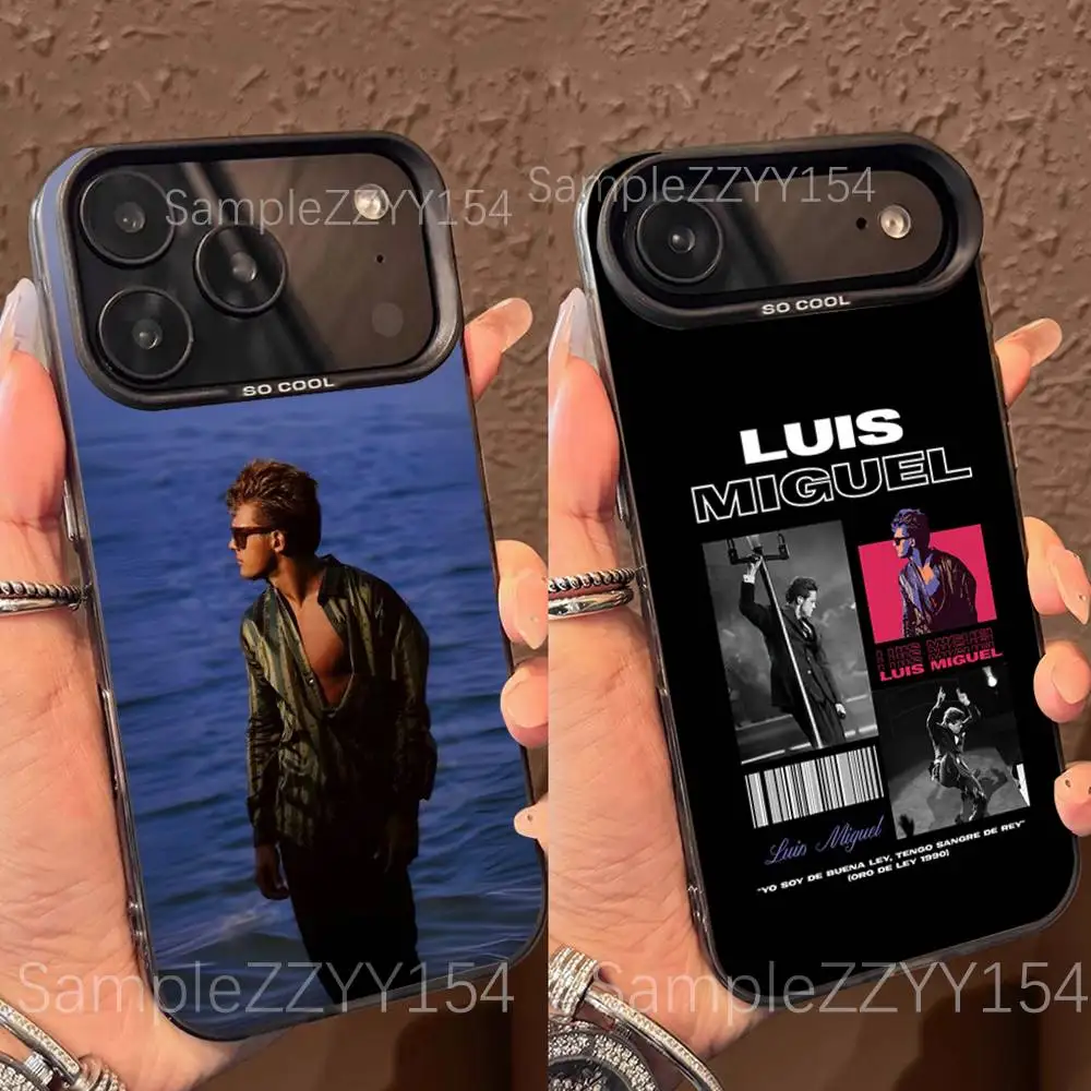 Casing Ponsel L-Luis Miguel Singer Untuk iPhone 17,16,15,14,13,12,X,8,Pro,Max,Plus,E,SE4,Air,Mini Hitam IMD Matte