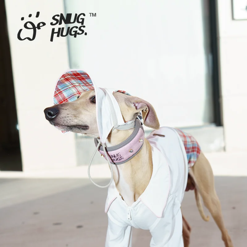 

Fashion Dog Hat Summer Greyhound Whipbit Sunscreen Hat UPF50+ Plaid Adjustable Cooling Hat and Plaid Collar