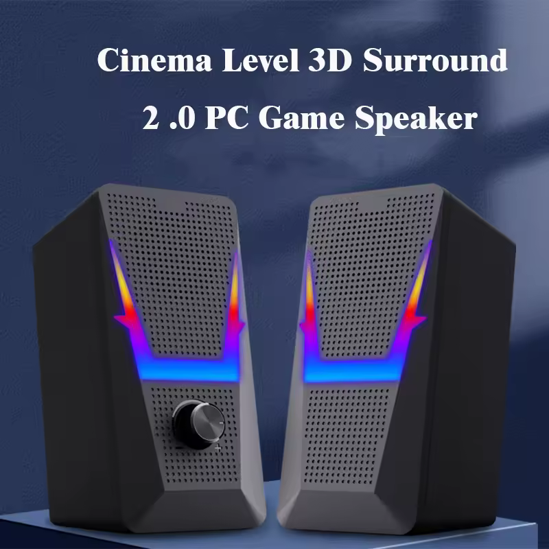 Динамік 2.0 із RGB-підсвічуванням Сабвуфер Sound Box Міні-портативний динамік для комп’ютерних ігор/комп’ютерів/телевізорів/телефонів/ноутбуків