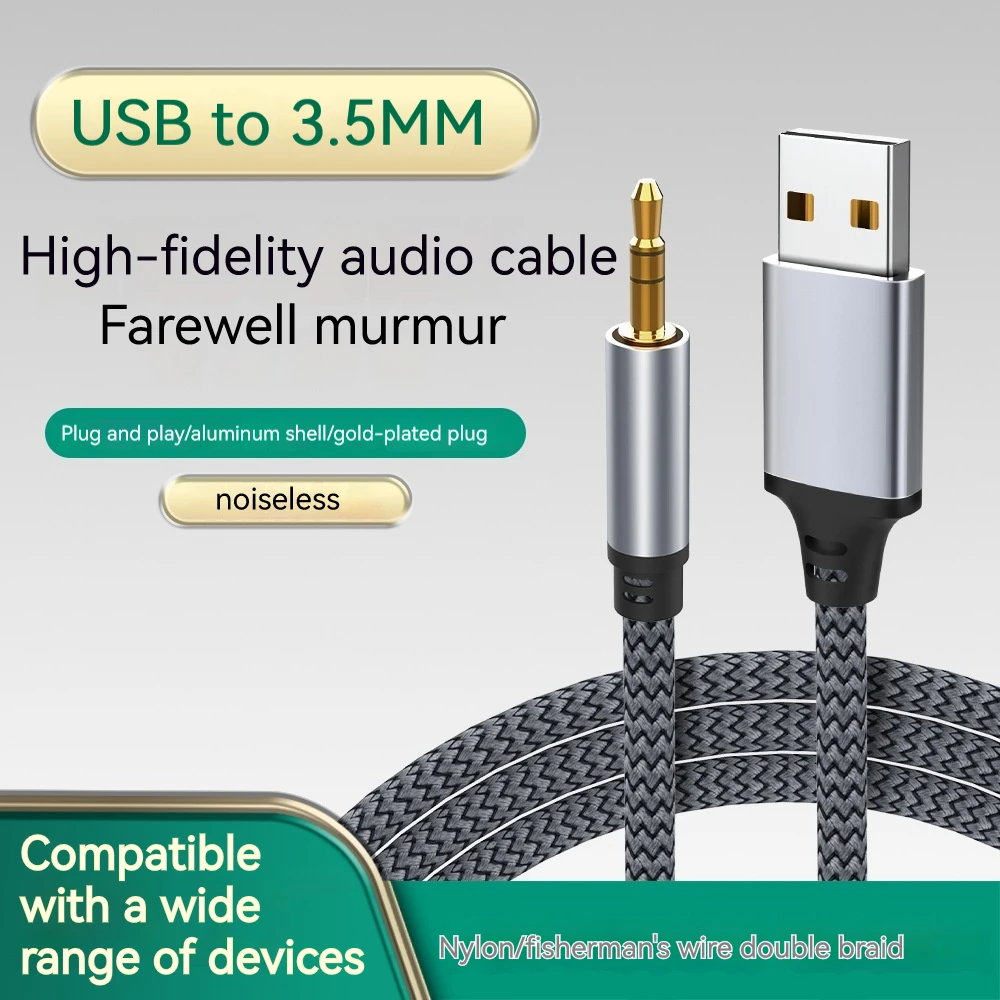 USB to 3.5mm Male Audio Cable USB A to 3 5 Jack AUX Adapter Wire Headphone Speaker Desktop PC TV Car Stereo Auxiliary Audio Line