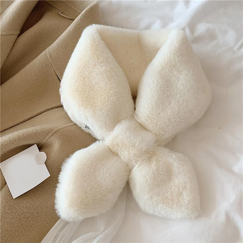 2023 New Fake Rabbit Fur Collar Scarf Women Keep Warm Thickening Fur Sjaal Colorful Cross Winter Scarf Autumn Winter Fake Fur