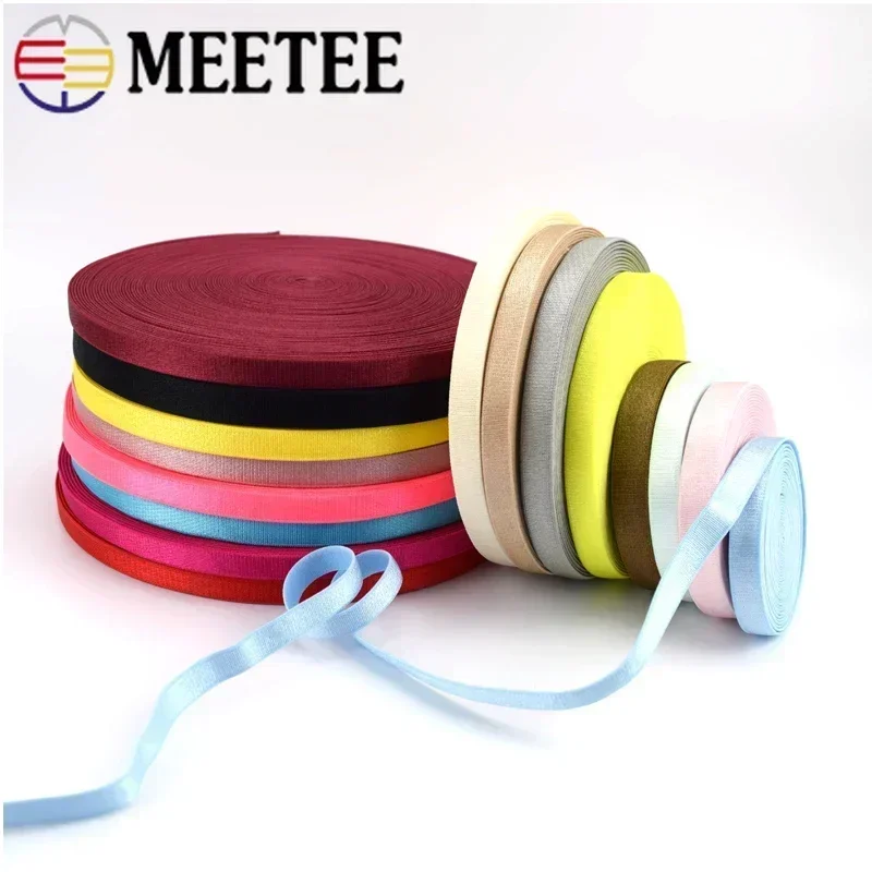 Meetee-Bandes élastiques en nylon pour soutien-gorge, sous-vêtements colorés, sangles initiées, ruban en caoutchouc, accessoires de couture bricolage, 5 m, 10m, 20m, 10mm