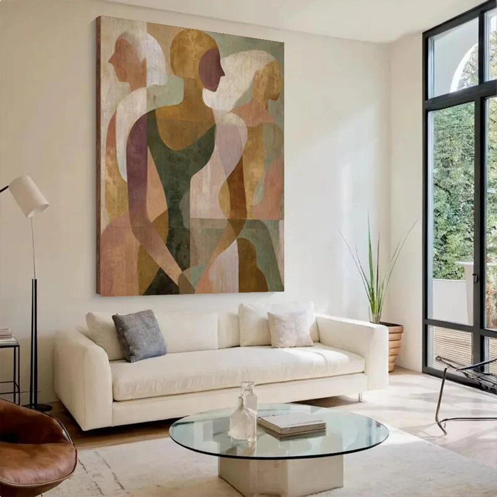 100% Handmade Abstract Oil Painting On Canvas Retro Grey Figure Wall Art Picture For Home Living Room Decor Image Mural Artwork
