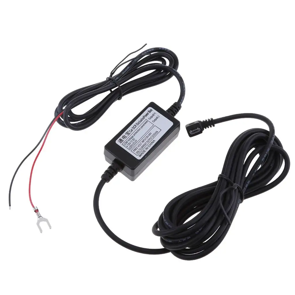 Car DC/DC Converter Module for Camera DVR Exclusive - Black, 90° Left Micro USB 3.