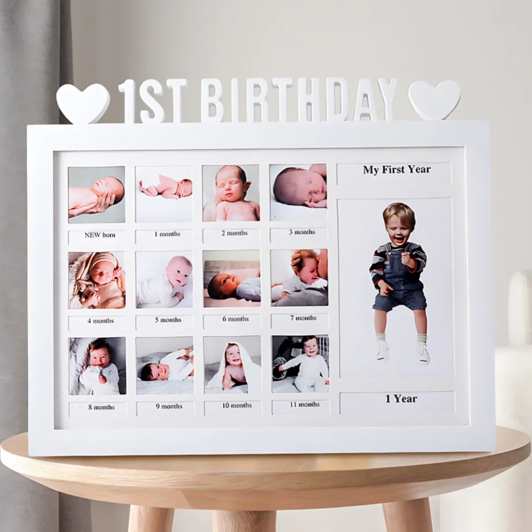 1ST BIRTHDAY Baby Creative 12 Months Growth Record Photo Frame Birthday Party Memorial PP Plastic Photo Frame Baby Photo Frame