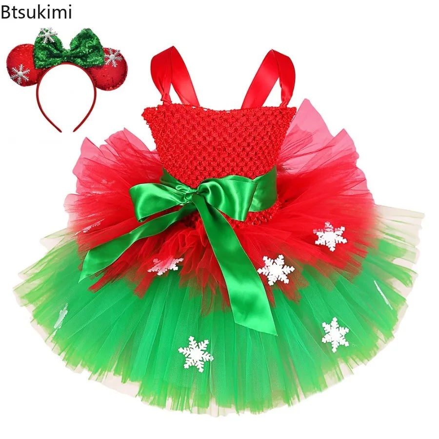 

Sparkly Christmas Elf Tutu Dress for Girls Santa Claus Costumes for Kids Birthday Halloween Outfit Children Xmas Holiday Clothes