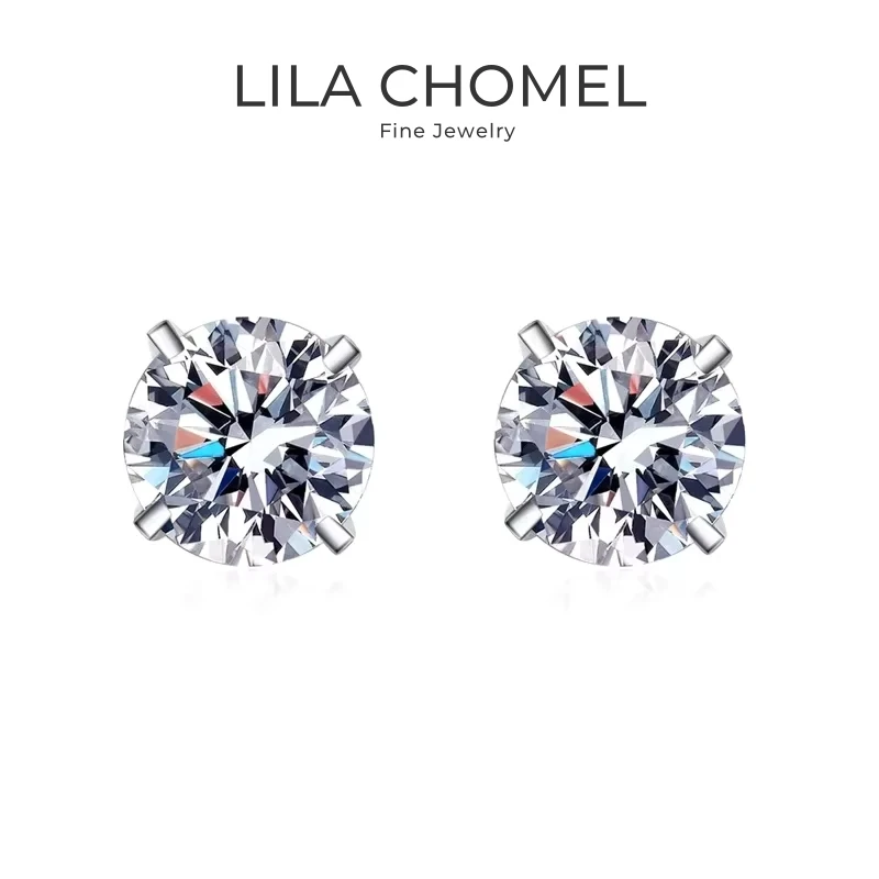 

Подарок на день рождения для девочек, белое золото 18 карат, женские свадебные серьги-гвоздики 0,3/0,5/1/2 карата, муассанит, бриллиант PT950, платина, День святого Валентина