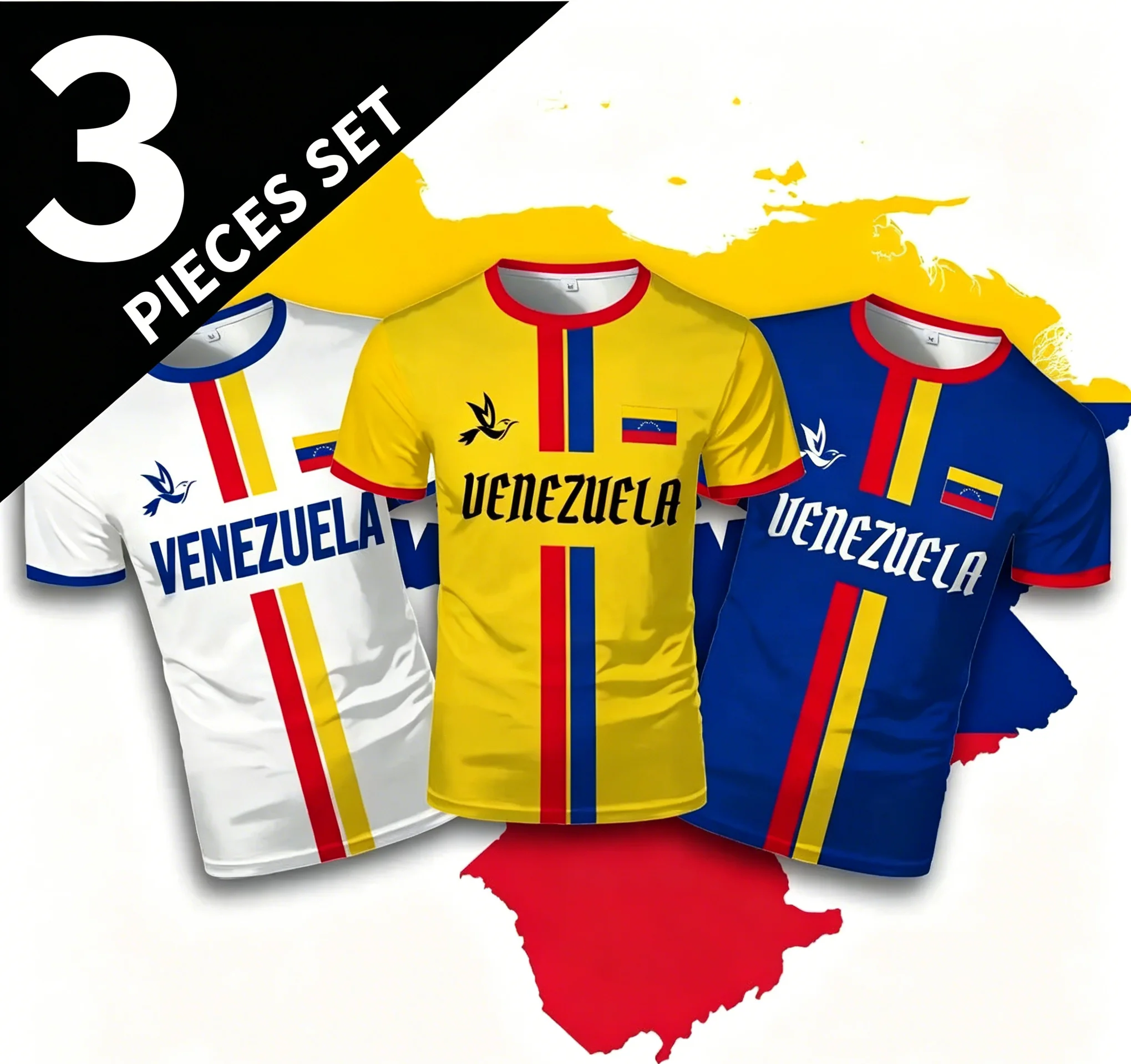 1/3PCS Optional Venezuela National Flag Dove Jersey Unisex Parent-child Quick Dry Loose Polyester Short Sleeve Tee