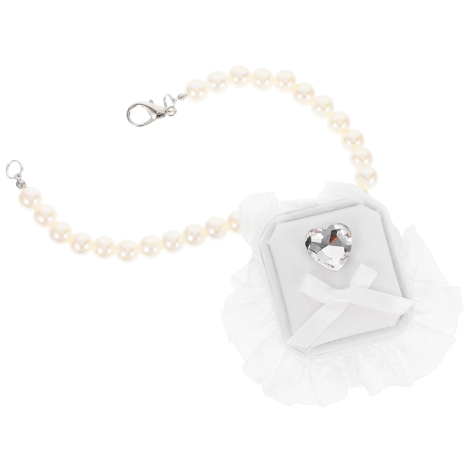 

Pet Wedding Ring Box Jewelry for Engagement Pearl Collar Dogs Display Proposal Holder Bag