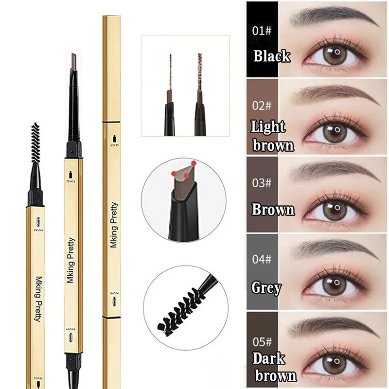 

Double Head Eyebrow Pencil Triangle Very Fine Waterproof Sweat Proof Long-lasting Rotary