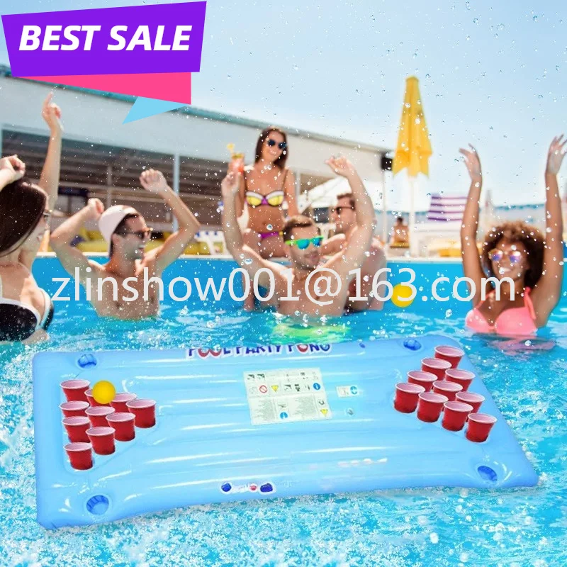 Inflatable cup hole floating row table tennis game table floating bed water entertainment floating row