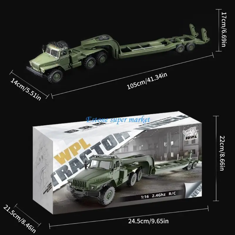 090B Camion telecomandato giocattolo per camion con rimorchio elettrico per veicolo ingegneria realistico per regali