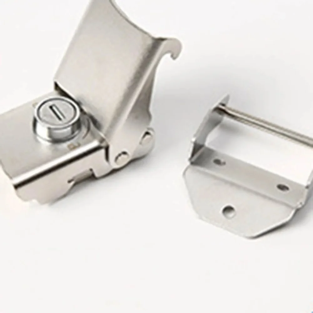 Silver Stainless Steel Removable Buckle Lock 11x4.7cm Hinge Lock For Motorcycle Luggage Box Side Case Tailgate With 2 Keys