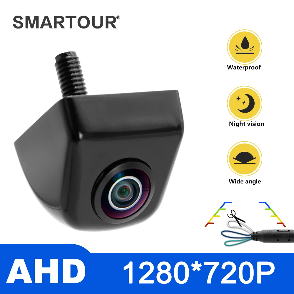 

SMARTOUR AHD/CVBS 720P Night Vision Black Car Rear View Camera Metal Body Vehicle Reverse Backup Fisheye Lens Camera With 4 Pin