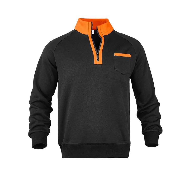 Men-Fleece-Lined-Half-Zip-Sweatshirt-Stand-Collar-Color-Block-Pocket-Pullover-Autumn-Winter-Loose-Casual-Warm-Long-Sleeve-Tops