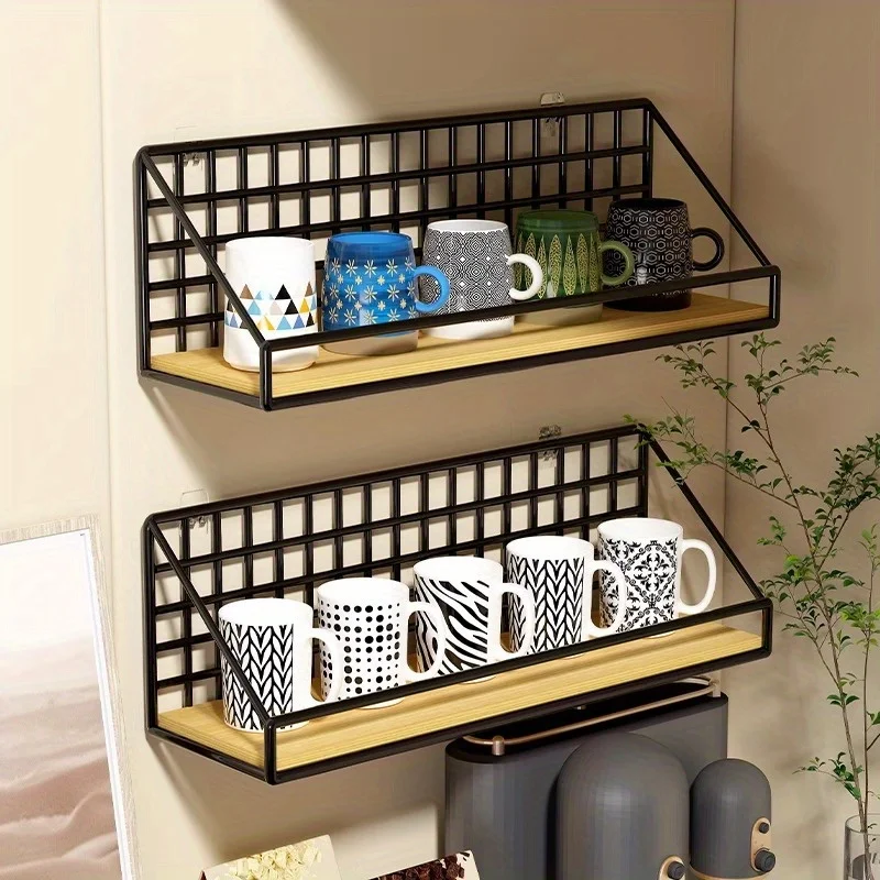Wall Mounted Storage Basket Metal Shelf Floating Rack Organizer Bookshelf Bathroom Kitchen Home Decor Room Decoration