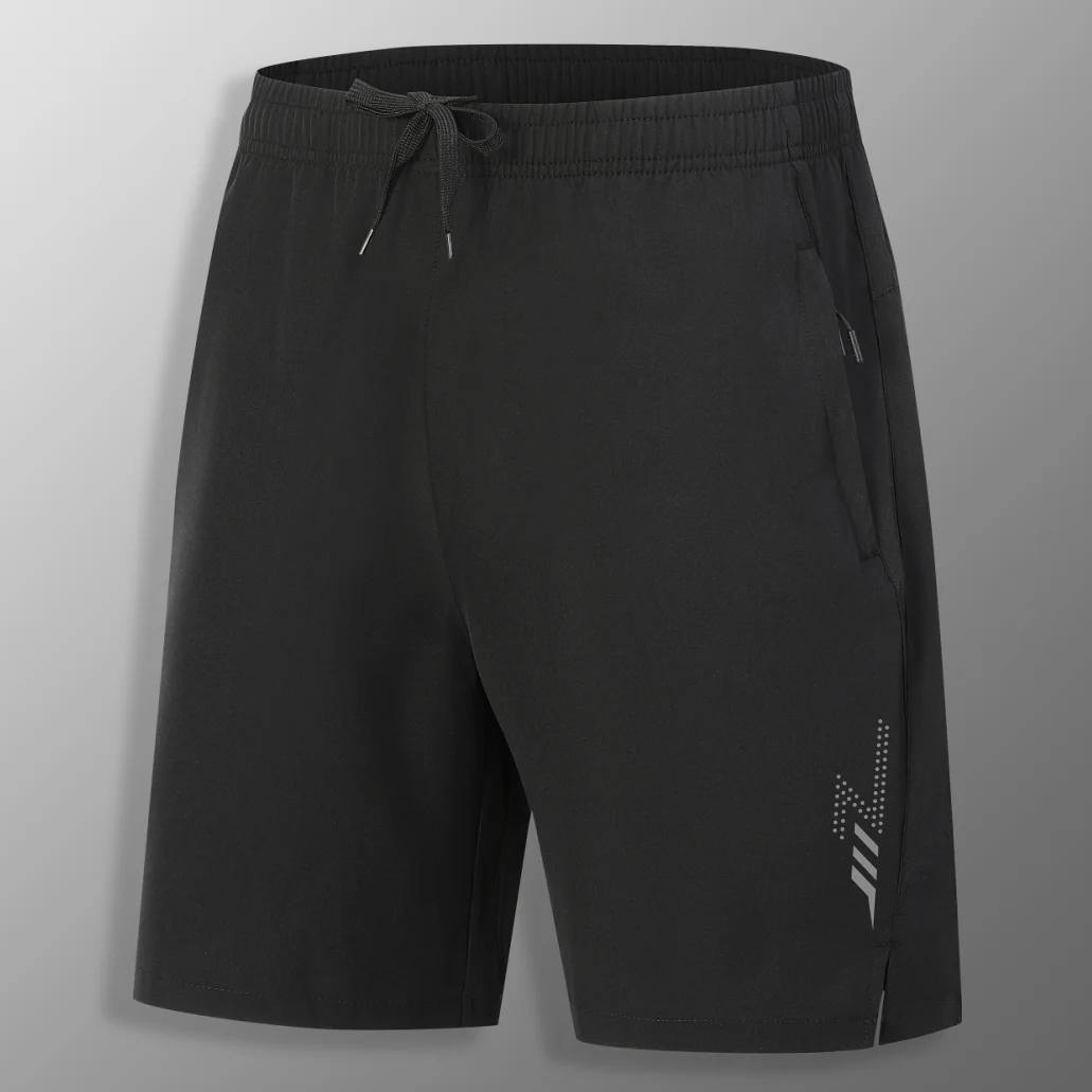 

Men's Quick Dry Sport Shorts Breathable Elastic Waist Drawstring Zip Pockets Lightweight Athletic Summer Black