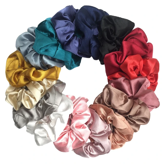 5 sztuk/zestaw satynowa duża Scrunchie jednokolorowa opaska z szeroką krawędzią modna opaska do włosów elastyczne akcesoria do kucyka nakrycia głowy