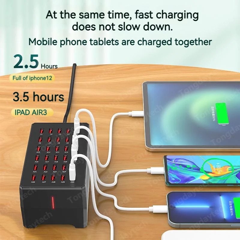 150W Multi USB Fast Charger LED Indicator 30 Ports USB 2.4A Charging Cargador For Smartphone Tablet iPhone 12 13 14 Samsung Ipad