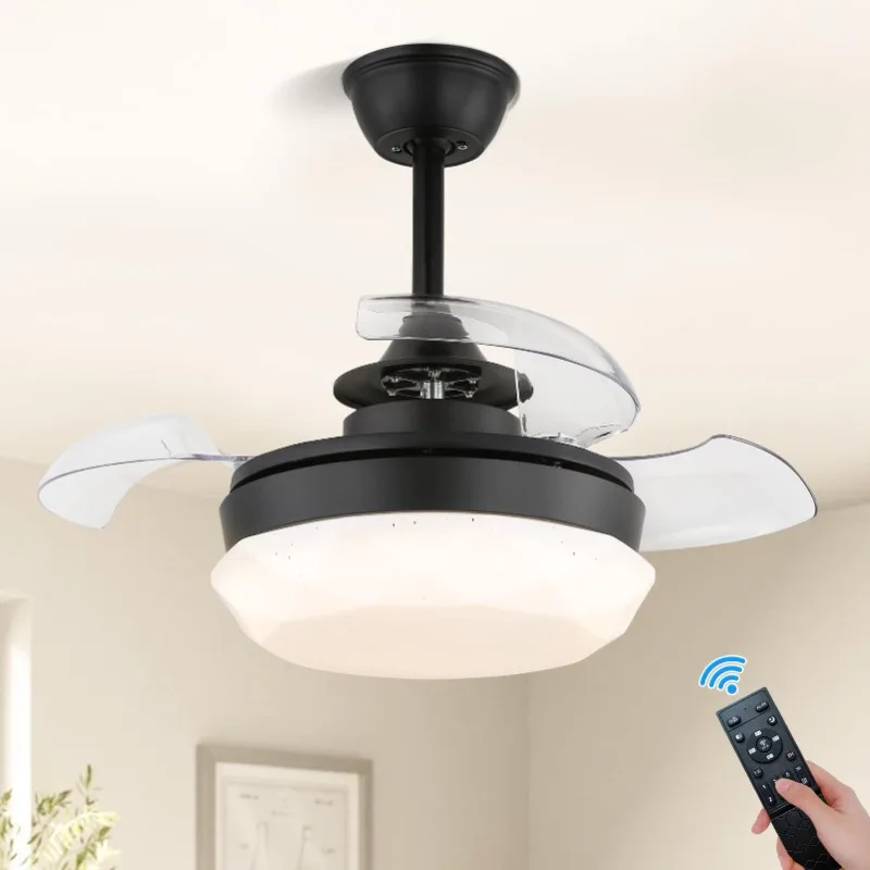 Finktonglan Official-website Modern LED Ceiling Fans Lighting Dimmable Chandelier Fandelier Fixtures Christmas Room Decoration