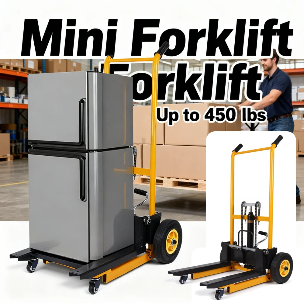 

Mini Forklift Foldable Transport Lifting Cart w/ Swivel Wheels Mobile Lift Trolley Lightweight Portable Pallet Jack Table Cart