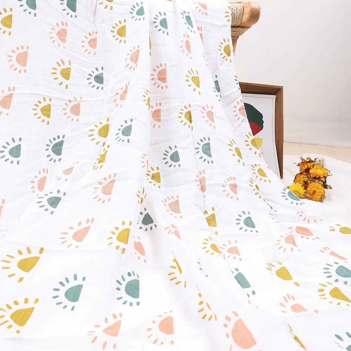 HappyFlute 120*110cm الطفل الشاش قماط 100% القطن الصيف لطيف طباعة الطفل البطانيات #3