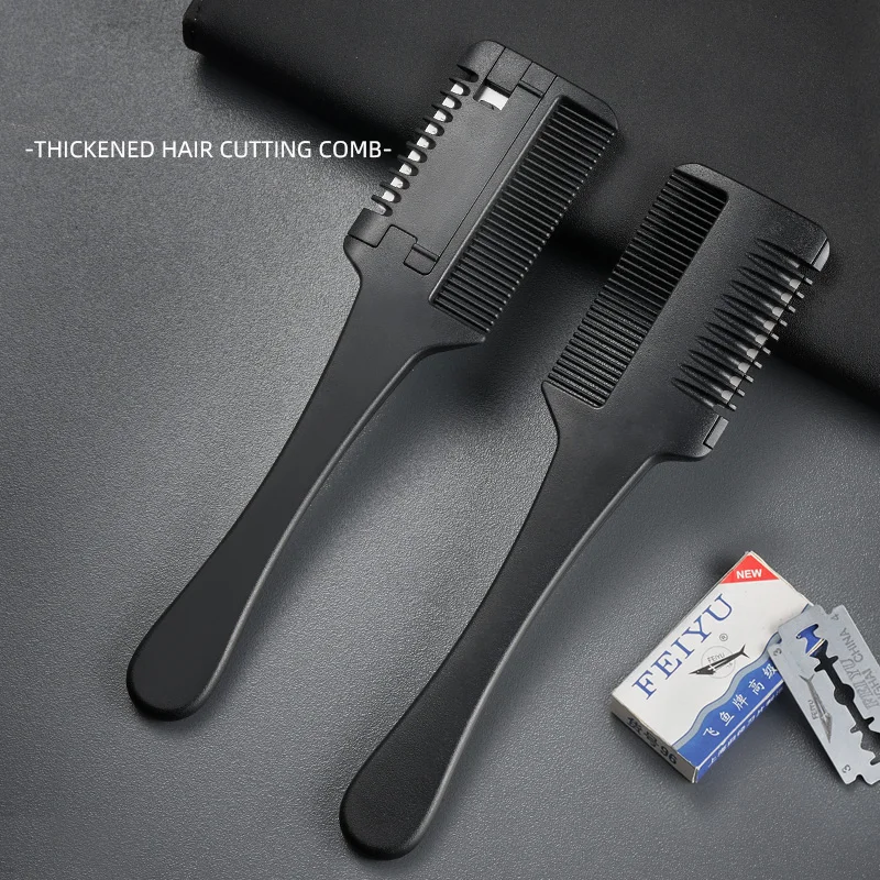 GIANXI Haar Schneiden Kamm Carbon Barber Shop Pinsel Mit Rasierklingen Doppel Rand Professionelle Friseur Werkzeuge Salon Set