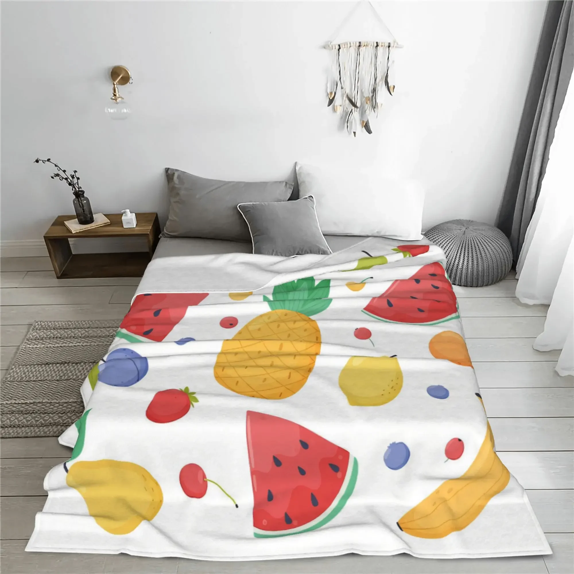 بطانية فواكه من الفلانيل بطانية الربيع والخريف للتخييم والسفر وبطانية سرير أريكة المكتب #4