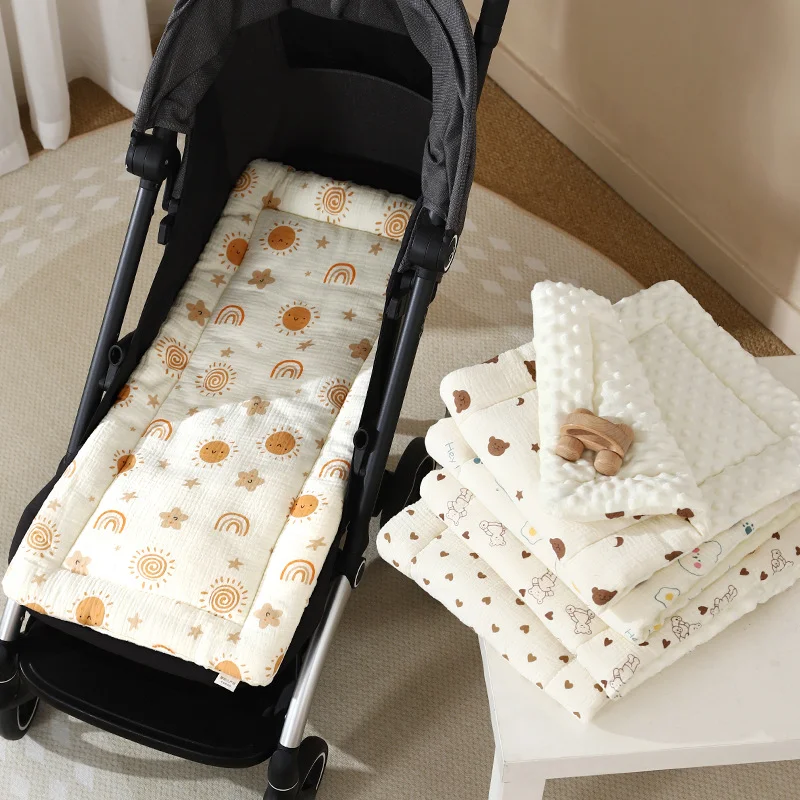 Baby Stroller Seat Cushion, Double-Sided Cotton Gauze, Soft Breathable Sweat-Absorbent, All-Season Universal