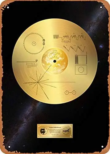 Voyager 1 Voyager 1 Golden Record Metal Tin Sign Vintage 8x12 Inch Wall Decor