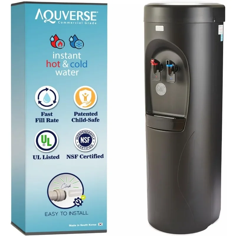 Aquverse Commercial Grade Bottleless Hot & Cold Water Cooler Dispenser with Filter, Black | NSF and UL/Energy Star Certified