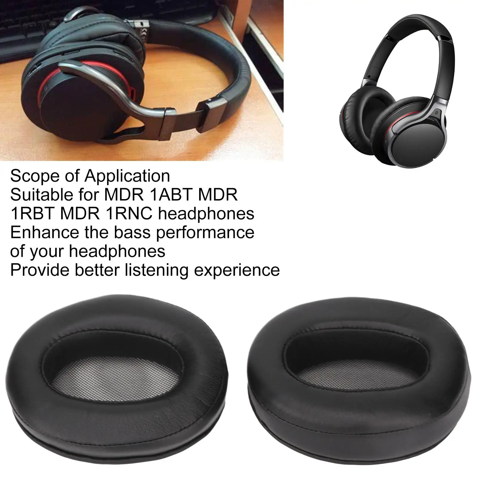 Comfortable Ear Cushions for mdr 1ABT, 1RBT, 1RNC - Enhanced Bass Replacement Pads