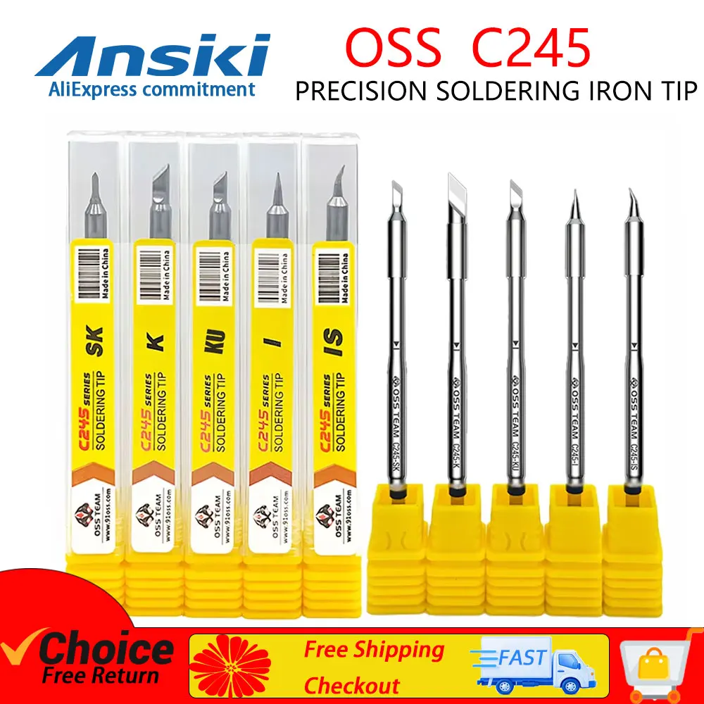OSS C245 Soldering Iron Tip Precision Welding Repair Kit for T90 HS02A T80P Soldering Iron Replacement Tip C245-K/KU/SK/I/IS