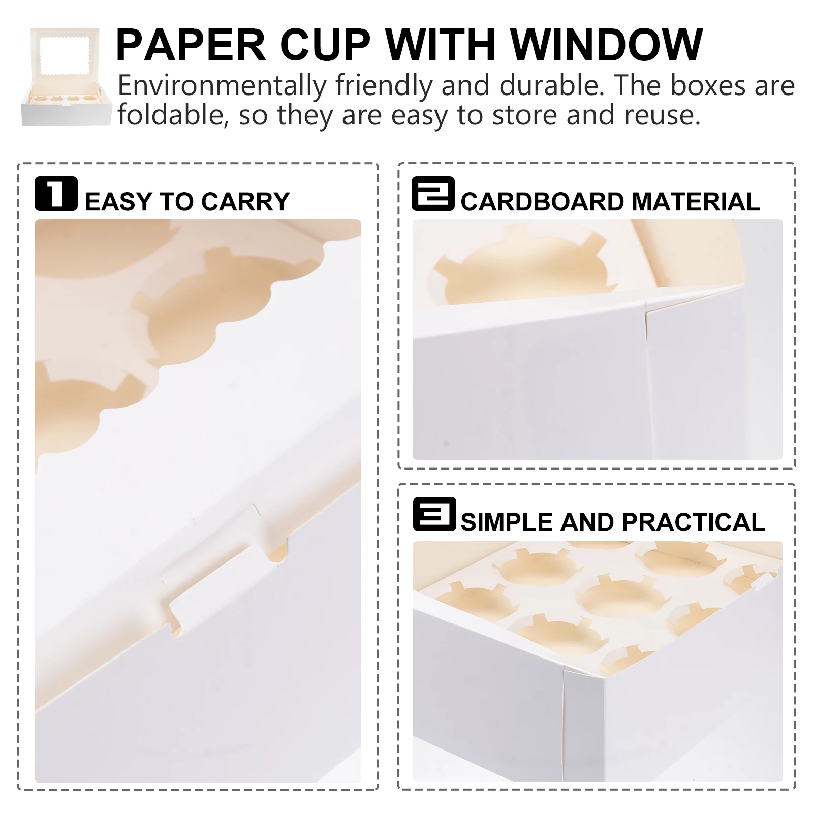 

5pcs 12 Cavity Cupcake Holder with Window Transparent Lid Bakery Boxes for Cupcakes Travel Storage Packaging