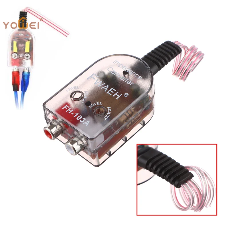 High Level Speaker Signal To Low Level R-C-A Adapter Car Audio High To Low Sound Subwoofer Converter Car Accessories