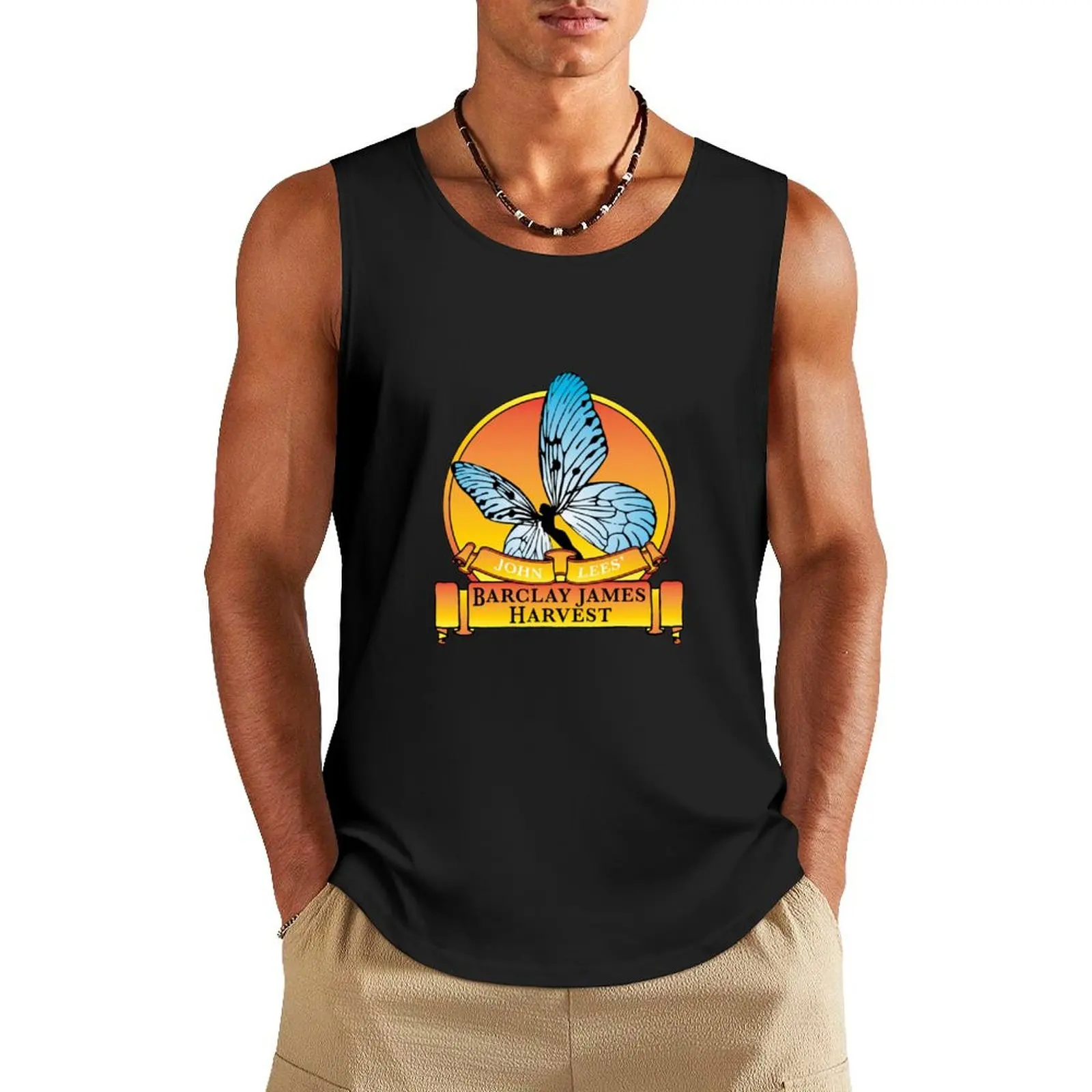 BARCLAY JAMES HARVEST LOGO Tank Top gym training accessories vests for men fitness clothing for men