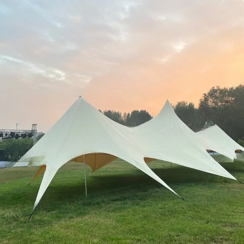Tenda de dossel acampamento ao ar livre acampamento único pico duplo fábrica gazebo lótus hexagonal sombra borboleta