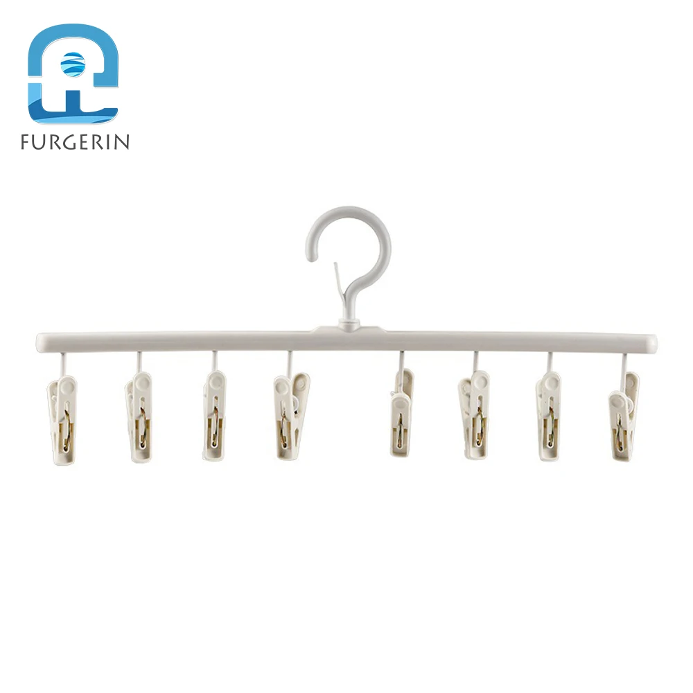 

FURGERIN PP Windproof Clothes Pegs with 8 clips for Drying Socks Underwear