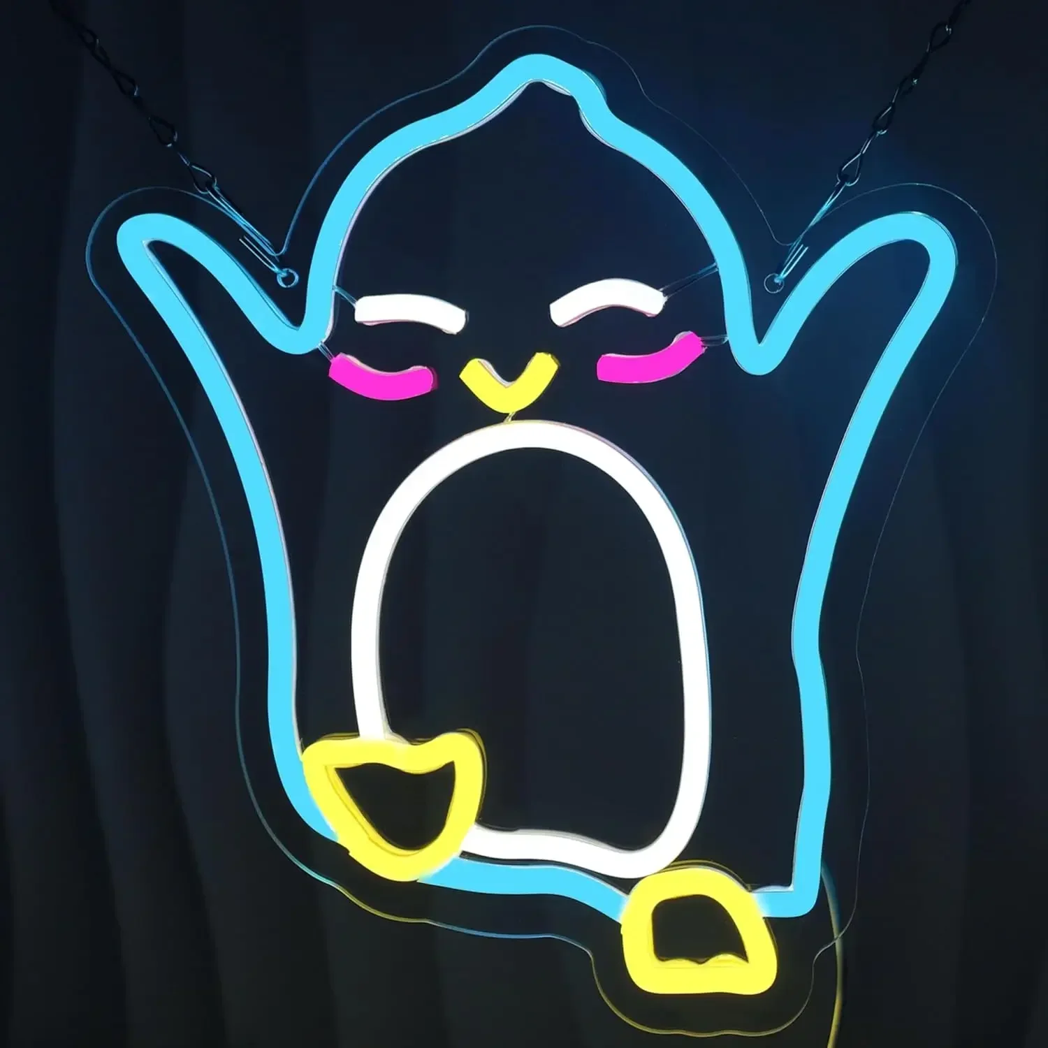 Cute Penguin LED Neon Sign USB Dimmable Wall Light for Kids Room Nursery Polar Cafe Baby Shower Party Wall Decor Birthday Gift