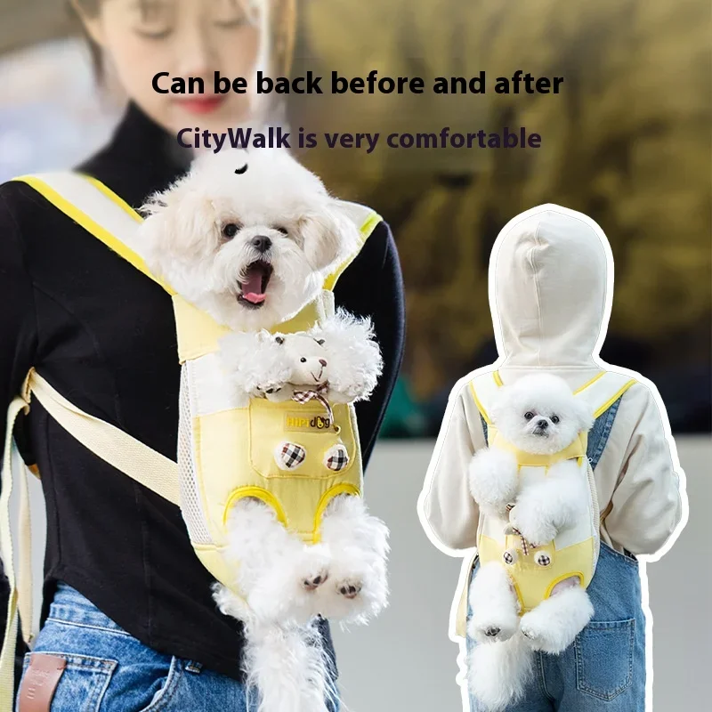 Cartoon Cute Bear Dog Chest Bag Cat Bag Go Out Carrying Bag Dog Backpack Spring/summer Small Dog Pet Supplies