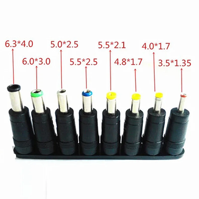 8PCS 5.5*2.1 MM DC Power jack Female plug adapter Connectors To 6.4 6.3 5.5 4.8 4.0 3.5 2.5 2.1 1.7 1.35 Male Tips