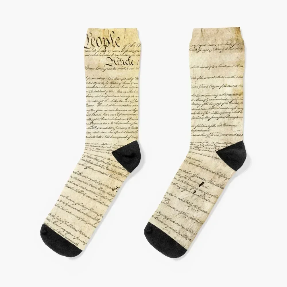 

Vintage United States Constitution Socks luxury summer fashionable Man Socks Women's