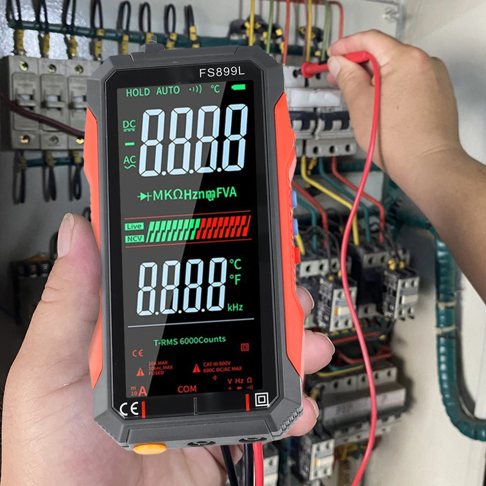 

Current Meter USB Rechargeable Multimeter 4.8-inch High-definition Screen 6000 Counts Readings Data Storage Function