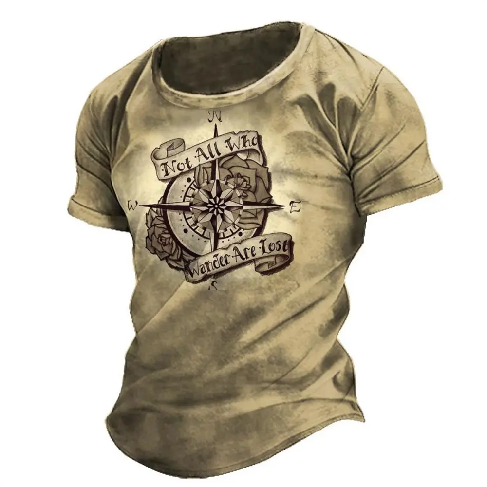 T-shirt estiva da uomo Vintage Anchor Print felpa top o-collo manica corta allentata abbigliamento uomo uomo Casual Streetwear Tees